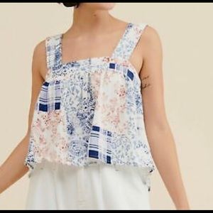Urban Outfitters Maya Cropped Top Patchwork Print, XS